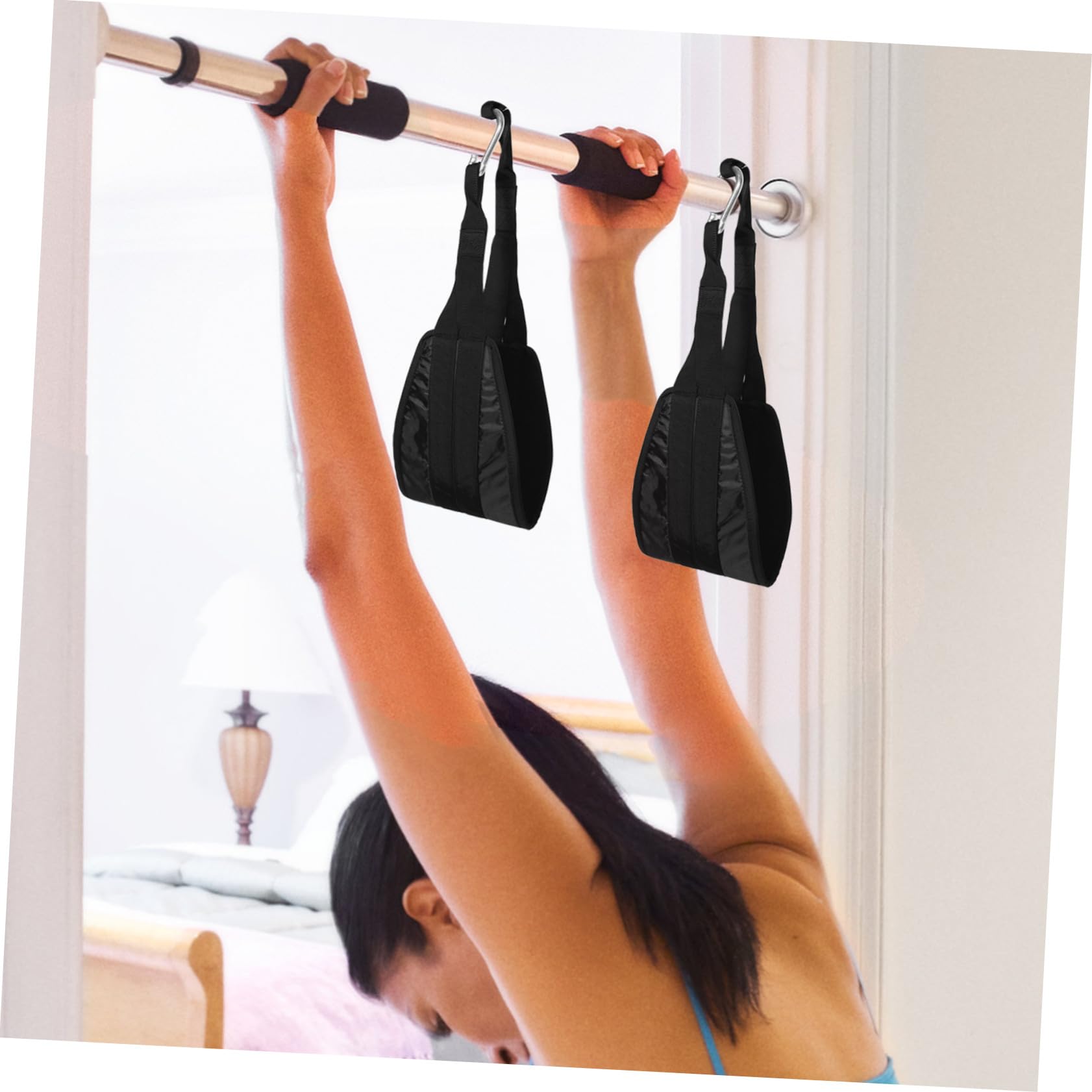 PRETYZOOM Correas para Dominadas y Abdominales de Oxford Resistentes Entrenamiento Multifuncional para Gimnasio y Casa Accesorios Fitness para Fuerza y Musculación de Negro con Hebillas