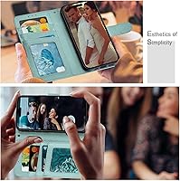 Vista 7 de Funda tipo cartera para iPhone 15, [bloqueo RFID] Soporte para 3 tarjetas con ranura para tarjeta de crédito Funda protectora magnética de piel Verde