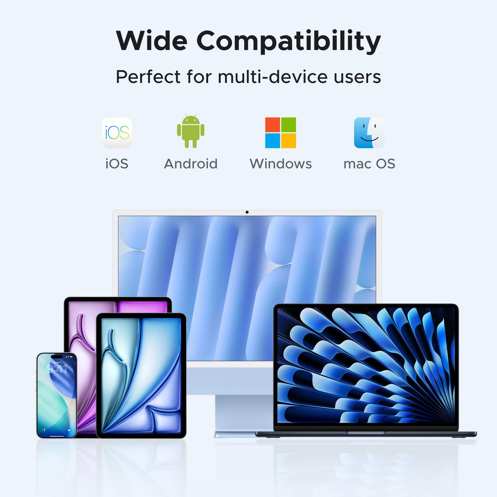 UGREEN Wireless Keyboard, Bluetooth Keyboard with UK Layout, Mini and Rechargeable Ergonomic Keyboard, BT5.4 &2.4GHz Dual Modes, Connect 3 Devices, for ipad/PC/Tablet, Windows/macOS/Android/Linux,etc. — view 9