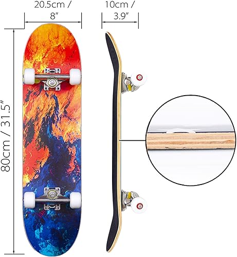 Miniatura 2 de Patinetas longboard para principiantes o expertos, adultos, adolescentes, niños o niñas, de 31x8 pulgadas, patinetas de 7 capas de madera de arce