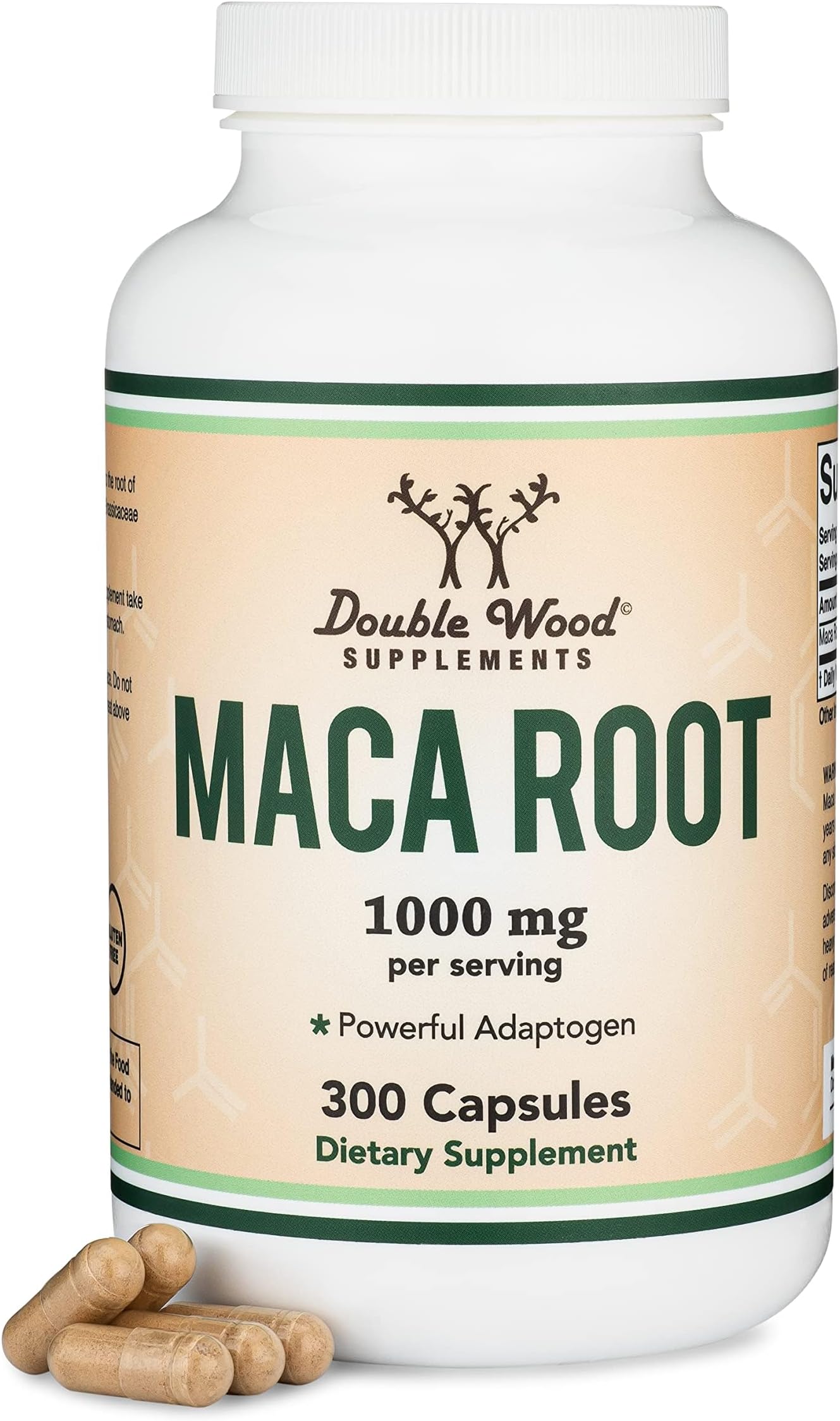 Double Wood Supplements Maca Root Capsules (Black, Red, Yellow Maca Powder - 1,000mg per Serving) 300 Count