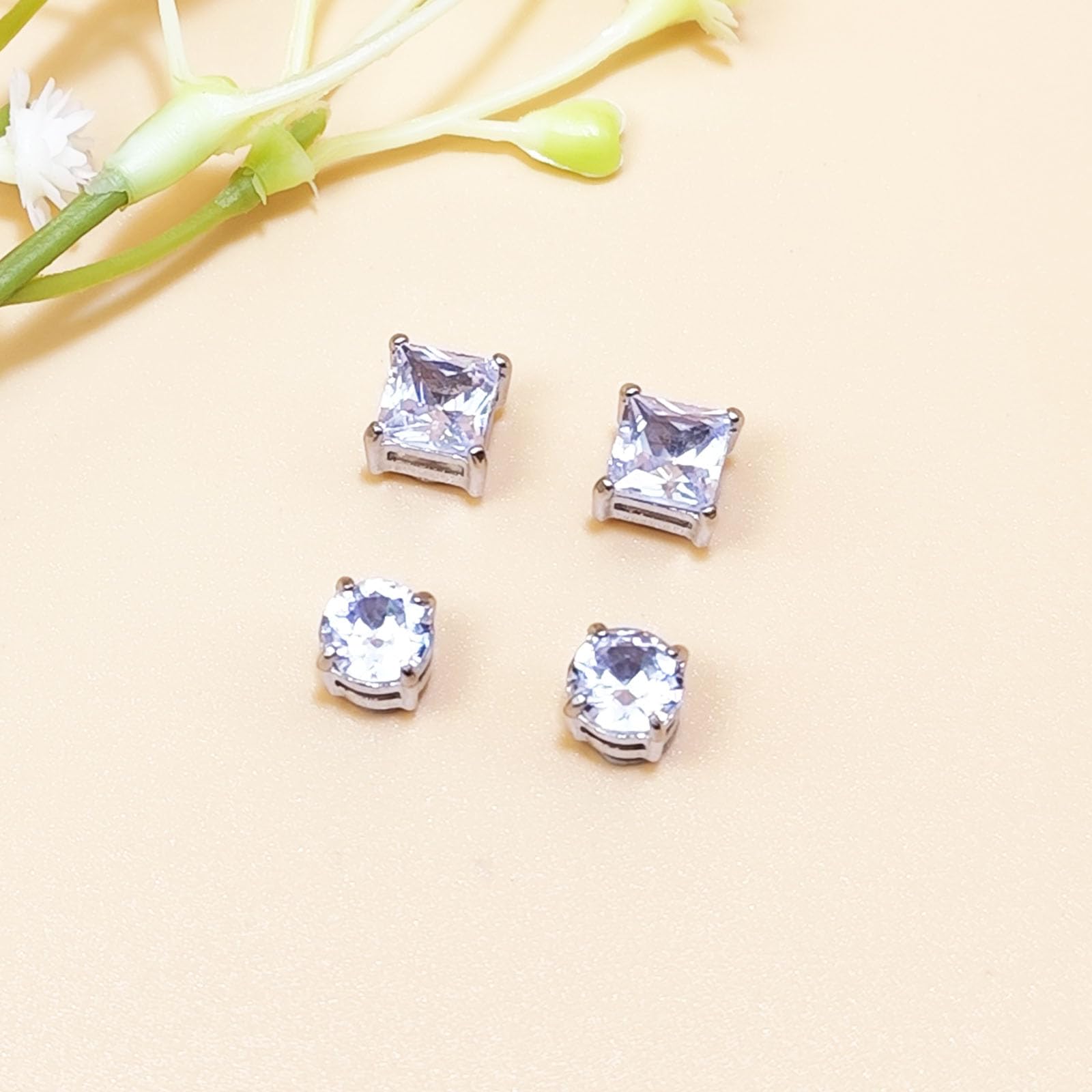 Magnetic Earring Studs Stainless Steel Fake Earring Non Piercing for Women Men Clips On Earrings Silver Black — view 5