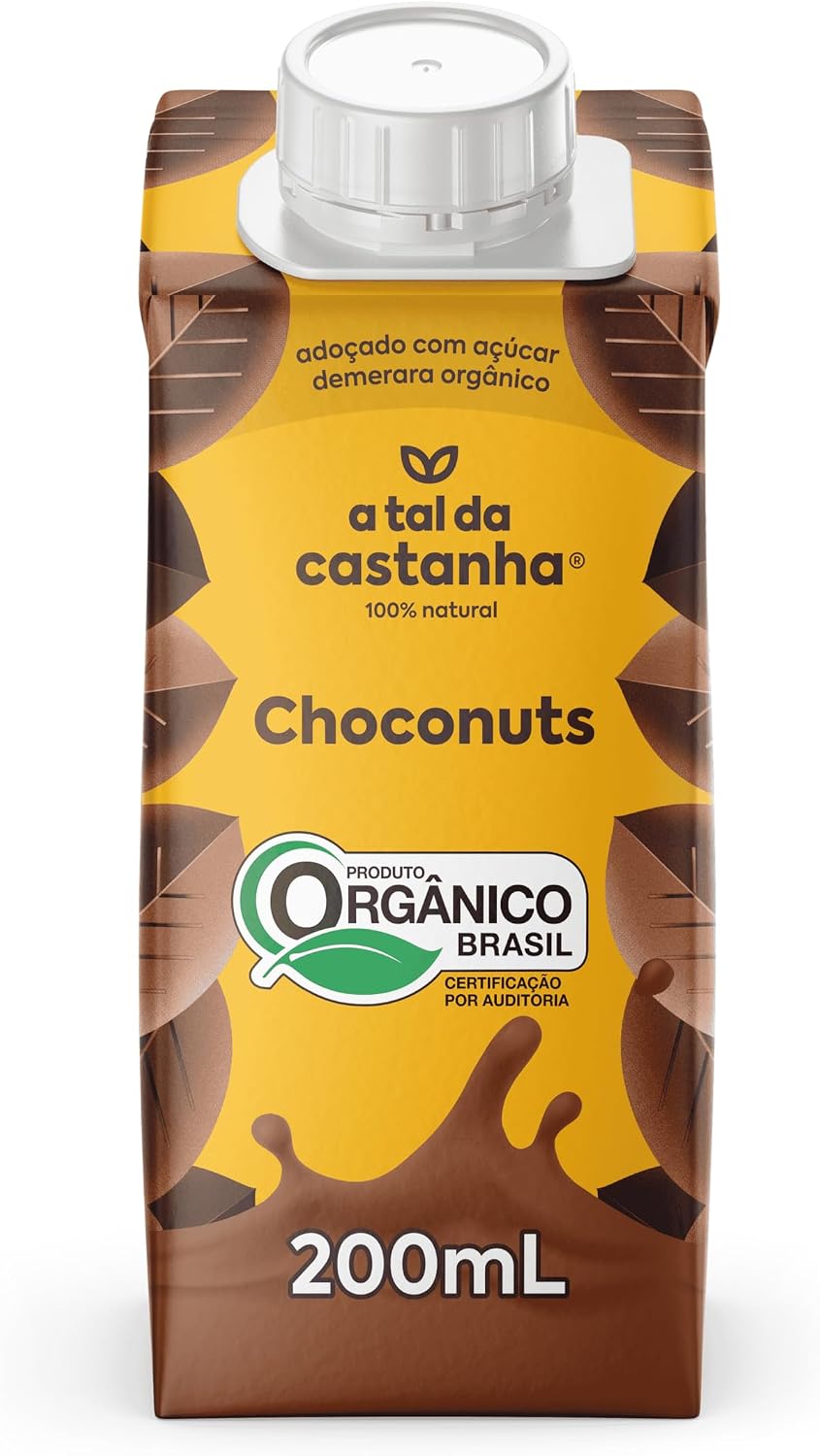 A Tal Da Castanha Bebida Vegetal Castanha de Caju e Cacau Choconuts 200mL, contém 12 unidades