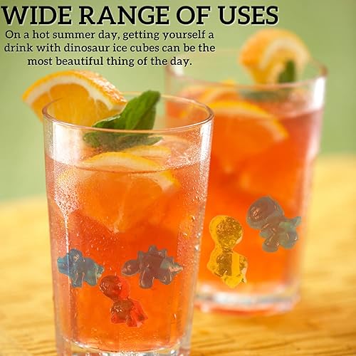 Miniatura 7 de Crethinkaty Moldes de silicona de grado alimenticio de dinosaurio, 8 cavidades de chocolate duro para caramelos de hielo, molde de silicona para