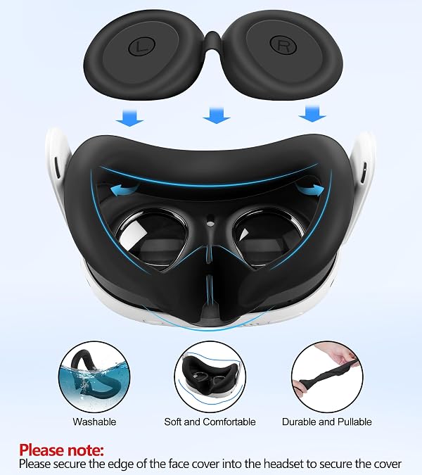 Silicone Cover Set Compatible with Meta Oculus/Quest 3, VR Accessories Protective Cover Includes Controller Grips, Front Shell Headset Cover and Face Cover, Not Fit Quest 3S by YRXVW - Image 5