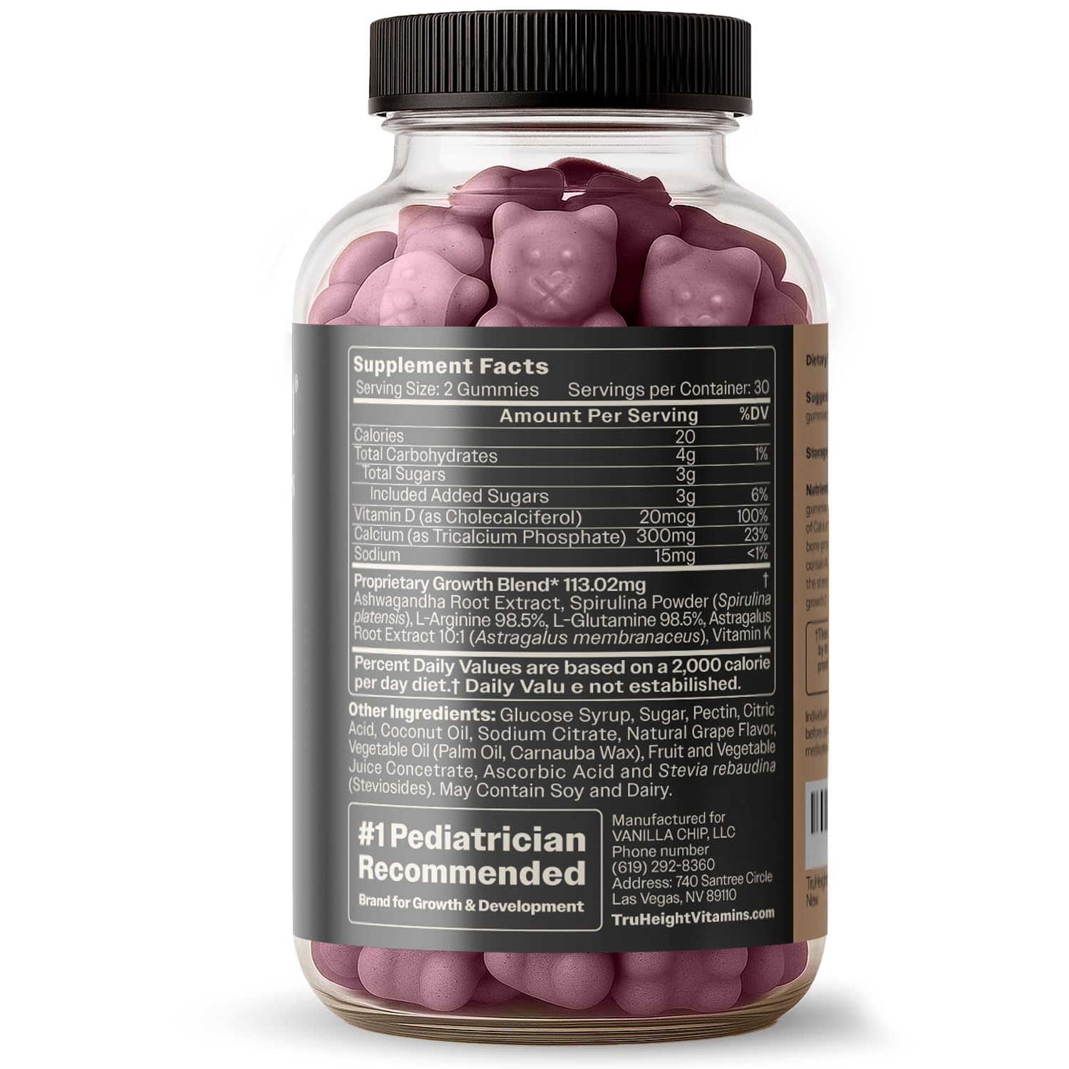 TruHeight Growth Gummies (Grape) Tall Nutrition for Natural Growth Supplement for Kids & Teens - Vitamin D, K, Calcium & Ashwagandha, Bone Strength Vitamins D3 K2, Picky Eater, Taller Ages 5+ — Amazon image 2