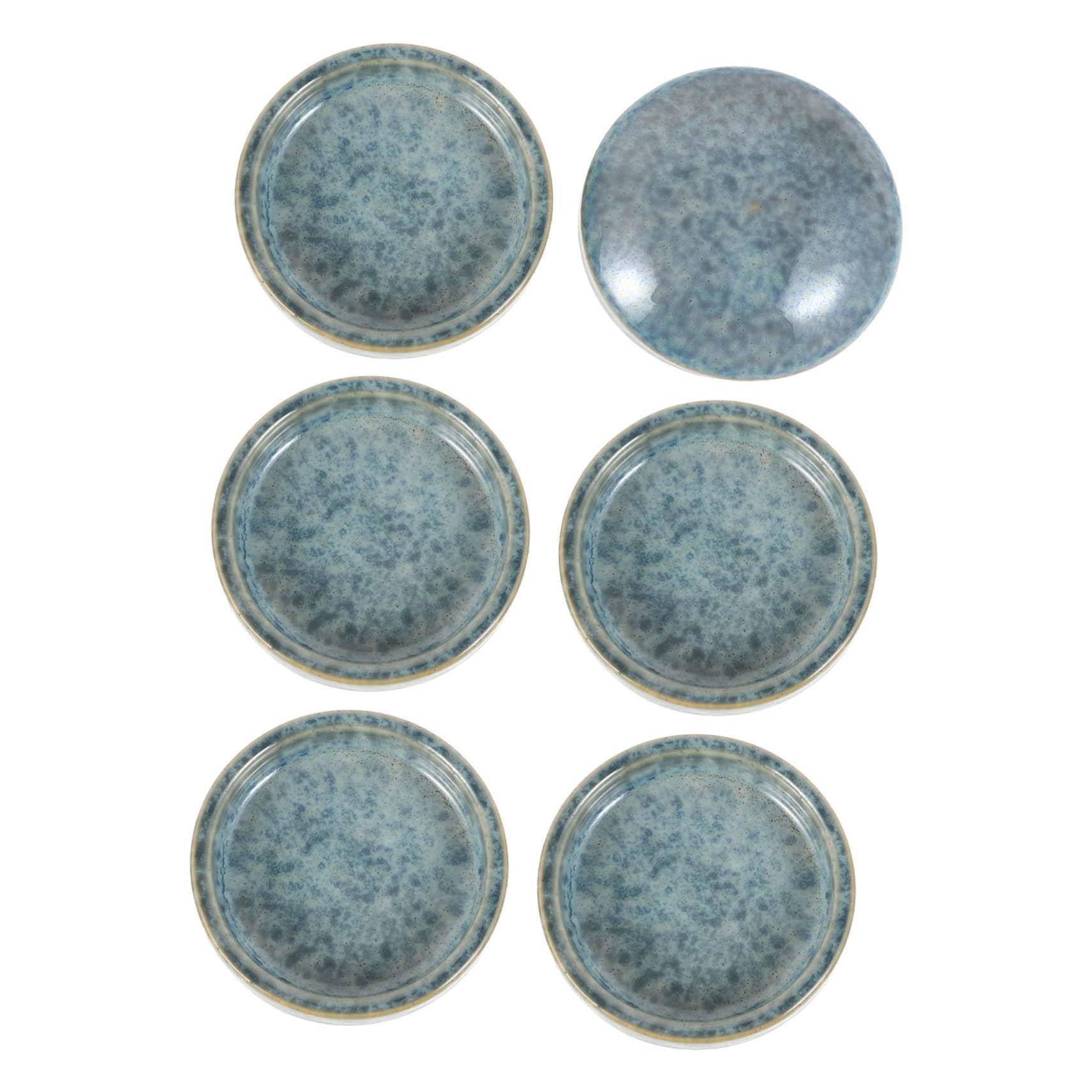Keramik Farbmischpalette Blau mit Deckel, Stapelbar für Aquarell