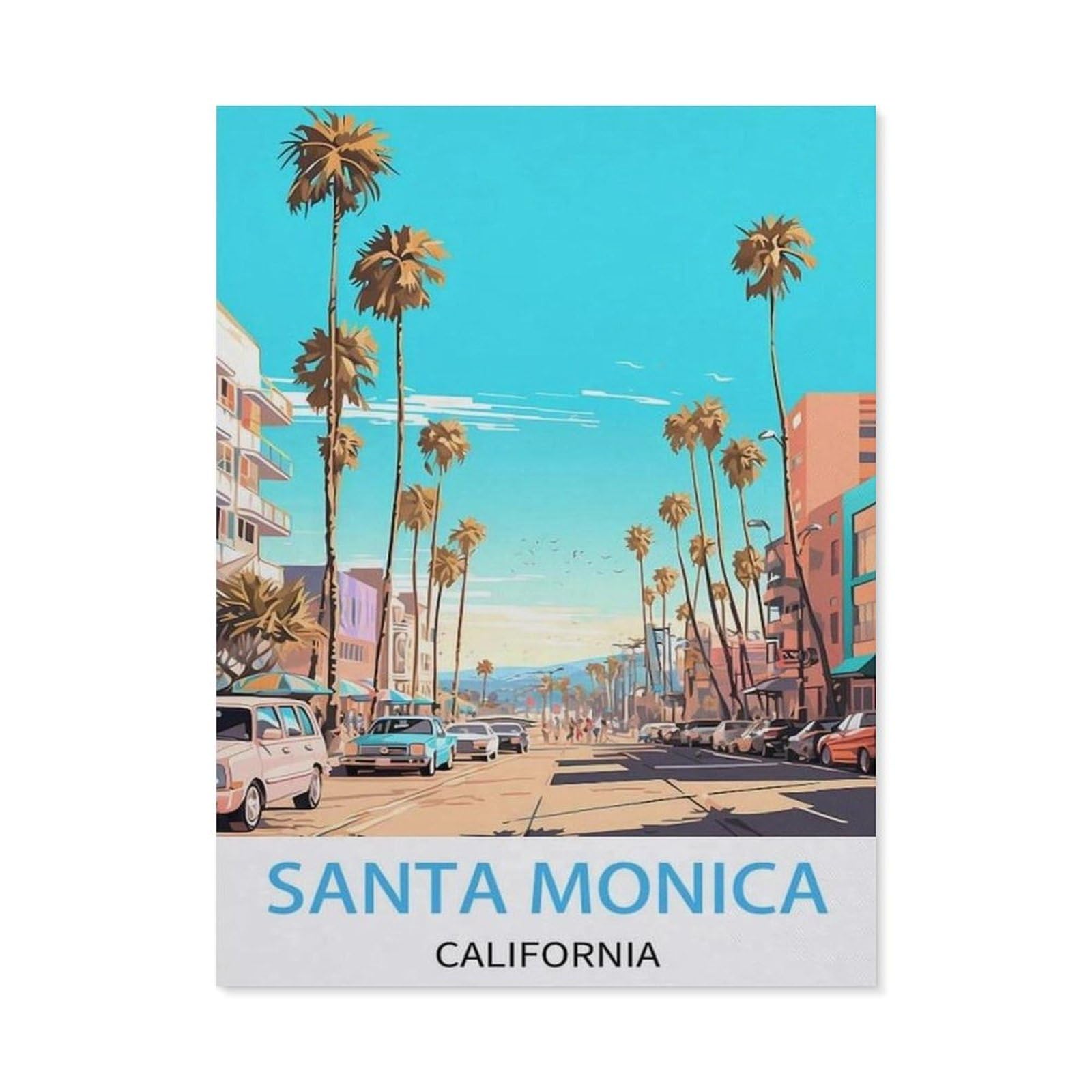 BEAYODKP Diamond Painting Kits ，Santa Monica California ， Cars（50 x 60 cm）