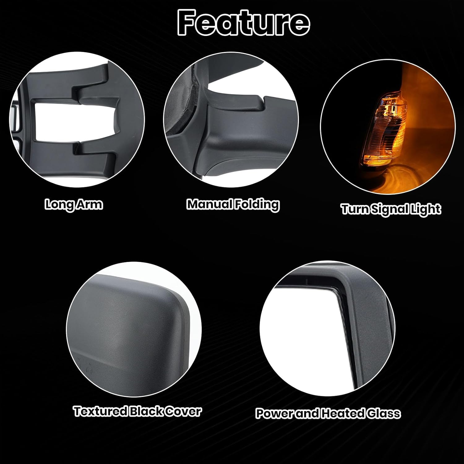 Left Driver Side Mirror Long Arm Compatible with 2015-2025 Ford Transit 150 250 350 350HD Left Side Rear Door Mirror w/Signal Light and w/o Blind Spot Sensor