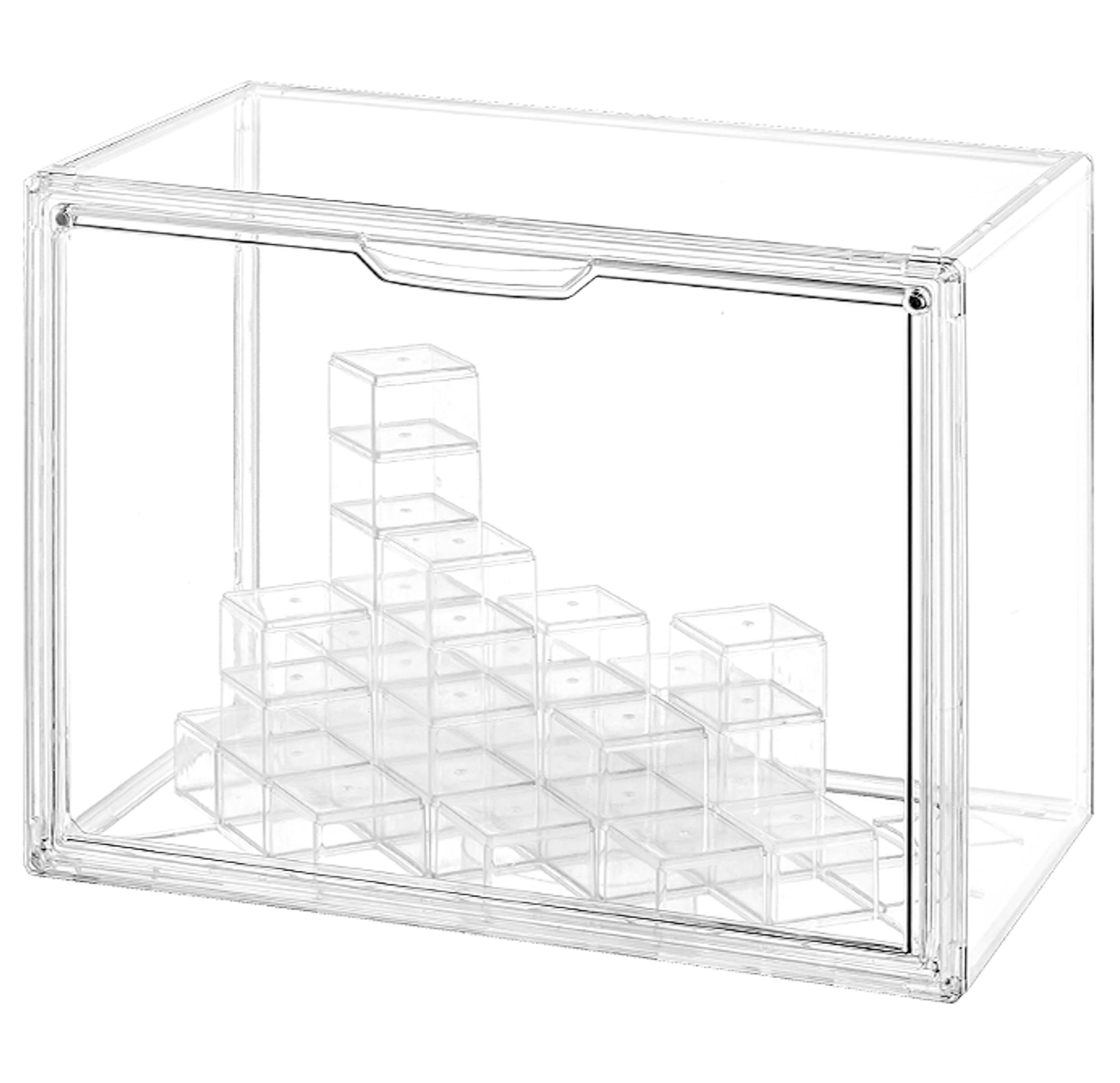 Cutora Clear Acrylic Display Case with Free-Combination Holder, Large Blind Box for Figures, Dustproof Storage Organizer with Magnetic Door for Action Figures Toys, Stackable Collectibiles Showcase