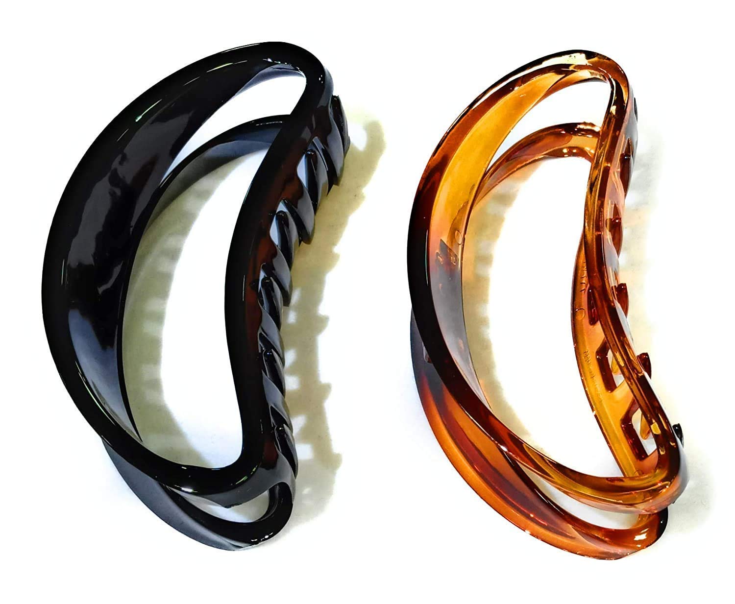 Big Size Hair Clips For Women Multi Color Imported Material Stone Butterfly | Hair Clutchers (Black, Shell - D-Shape) 2Piece-image-32