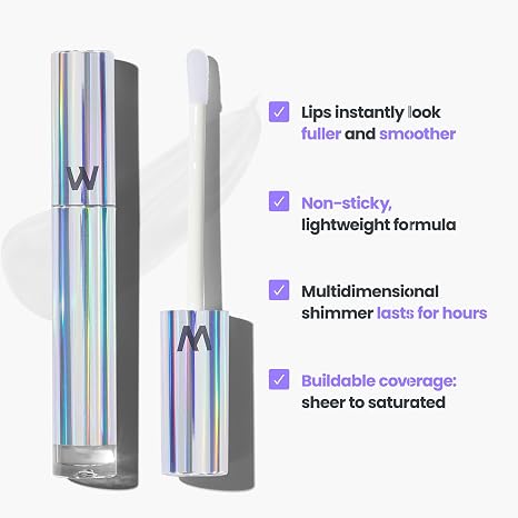 Wonderskin Wonder Blading Top Gloss - Clear Glitter Lip Gloss Moisturizing and High Gloss Lip Makeup (Clear Shine)