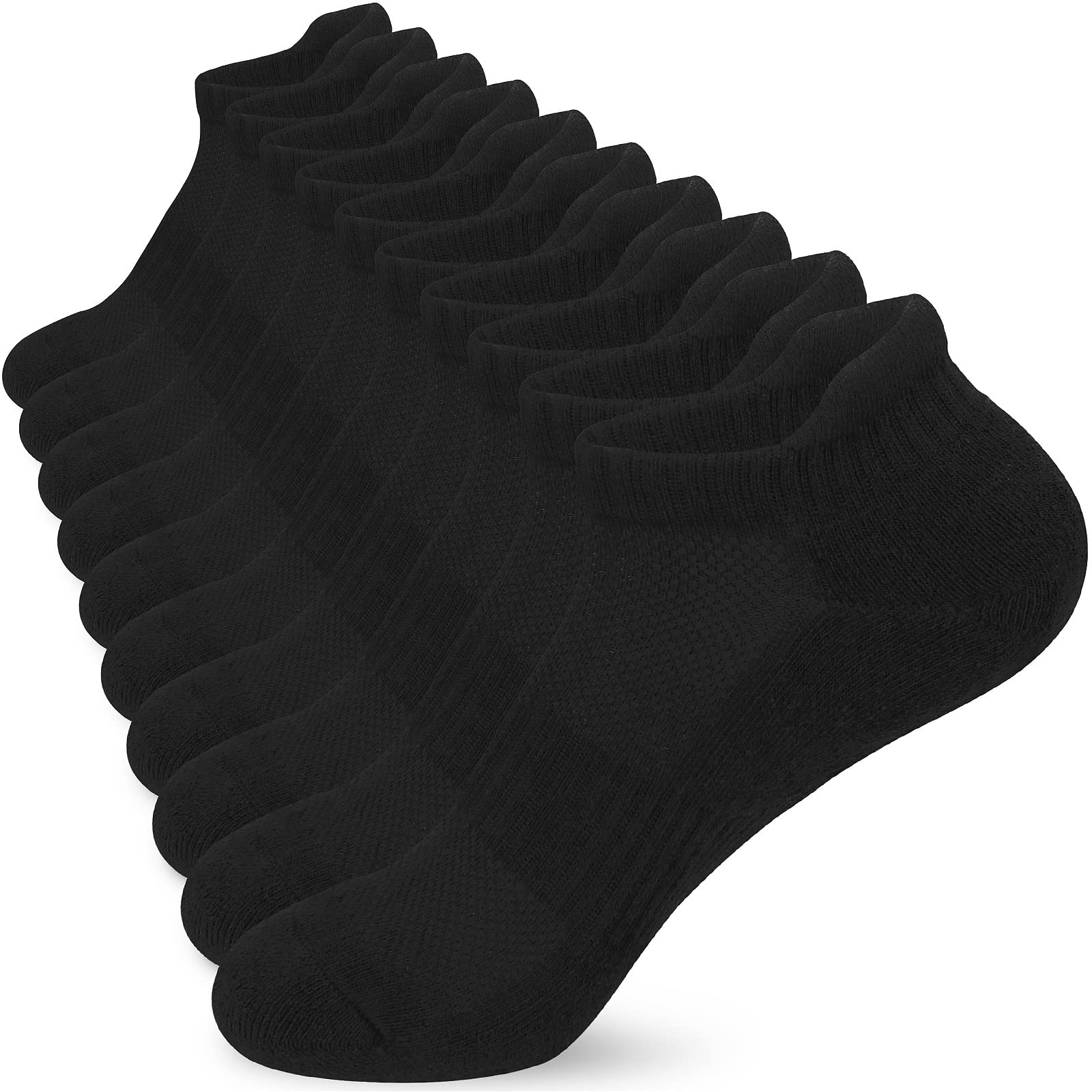 ouhos 5 Pairs Womens Anti Blister Running Trainer Socks, Thick Cushioned Cotton Ankle Socks for Sports, Walking, Work, Size 4-7