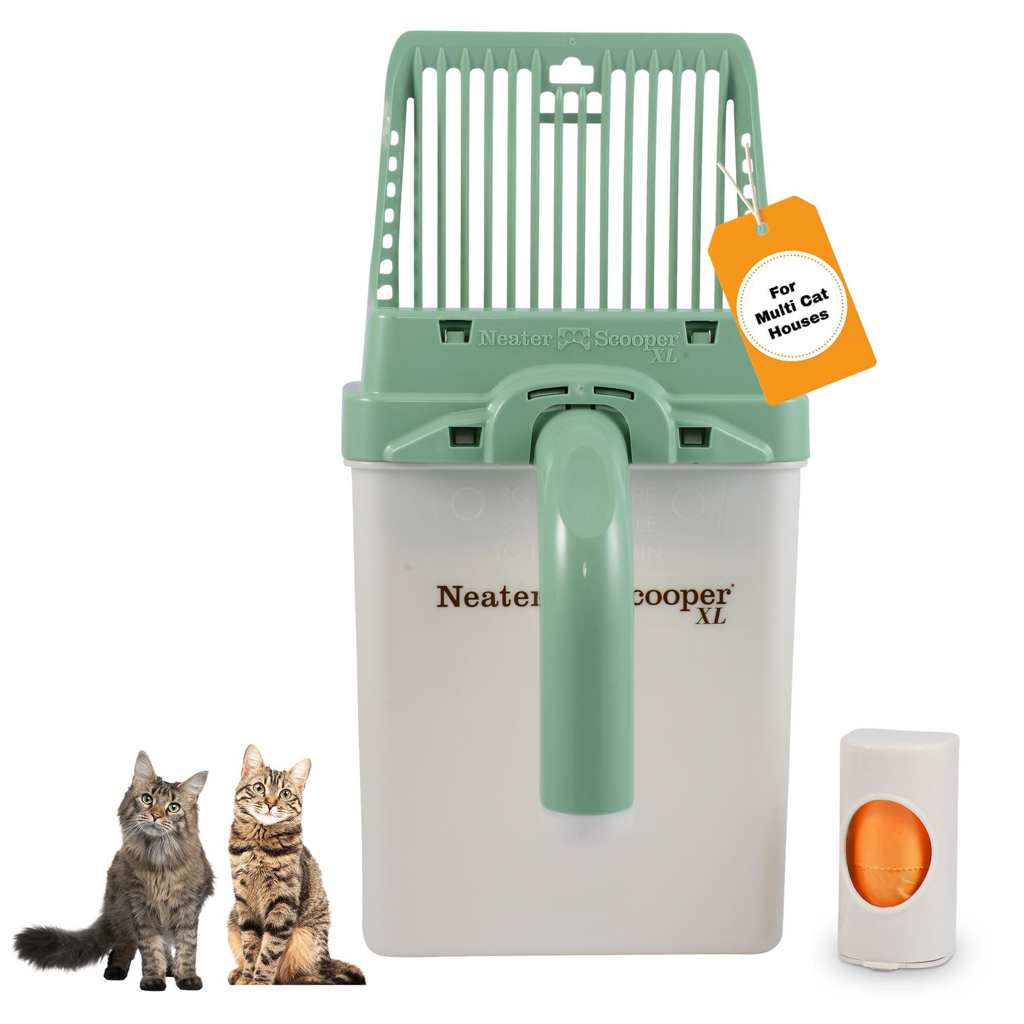 Neater Pet Brands Neater Scooper XL Cat Litter Scoop, 15 Refill Bags – Extra-Large Capacity Mess-Free Cat Litter Scooper with Bag for Large & Multiple