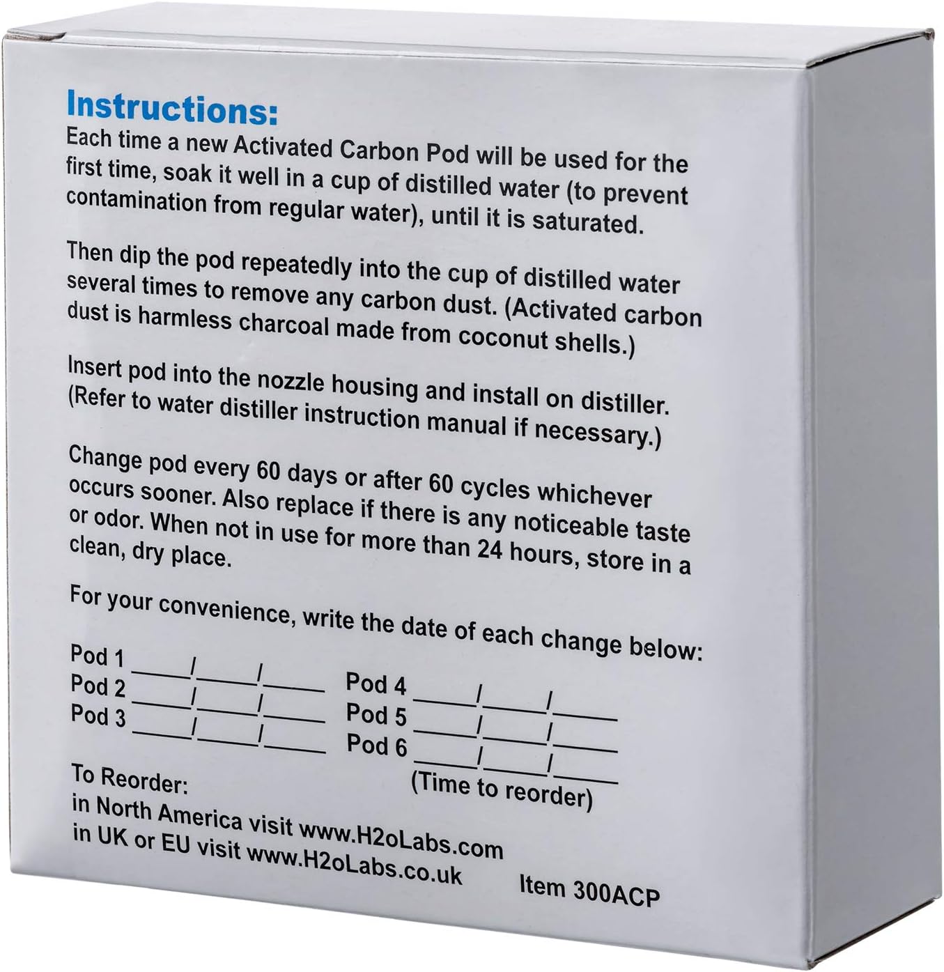 H2o Labs Exclusive Carbon Pods for Water Distillers - Lasts 2x as Long as Most Other Filters & Sachets - Contains 3x More Carbon for Pure Distilled Water - One-Year Supply