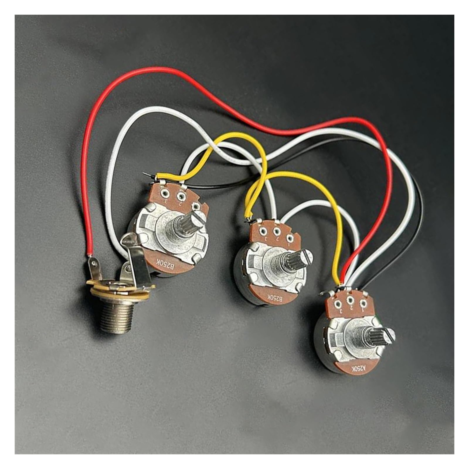 Guitarra Arnés De Cableado Precableado Kit De Cableado De Bajo PB/JB De 10 Piezas Precableado Para Bajo De Precisión Potenciómetros Grandes De 250 K Conector De 1/2 Volumen Y 1 Tono(2)