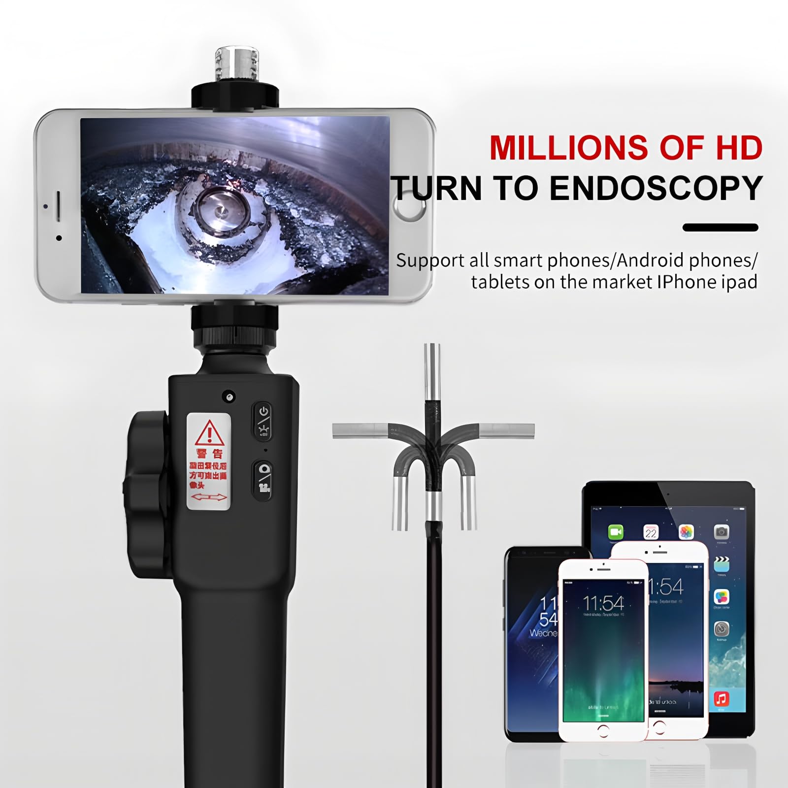 Fotocamera di ispezione 1080P vista laterale da 5,5 mm e 1M, borescope endoscopico impermeabile IP67 per l'ispezione di tubazioni, scarichi, muri e veicoli