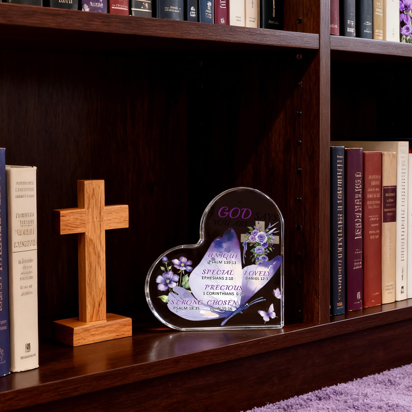Christian Mothers Day Gifts Butterfly Gifts for Women Adults Spiritual Gift for Women Acrylic Butterfly Baptism Gift for Adults Easter Presents for Womens Religious Desk Decor
