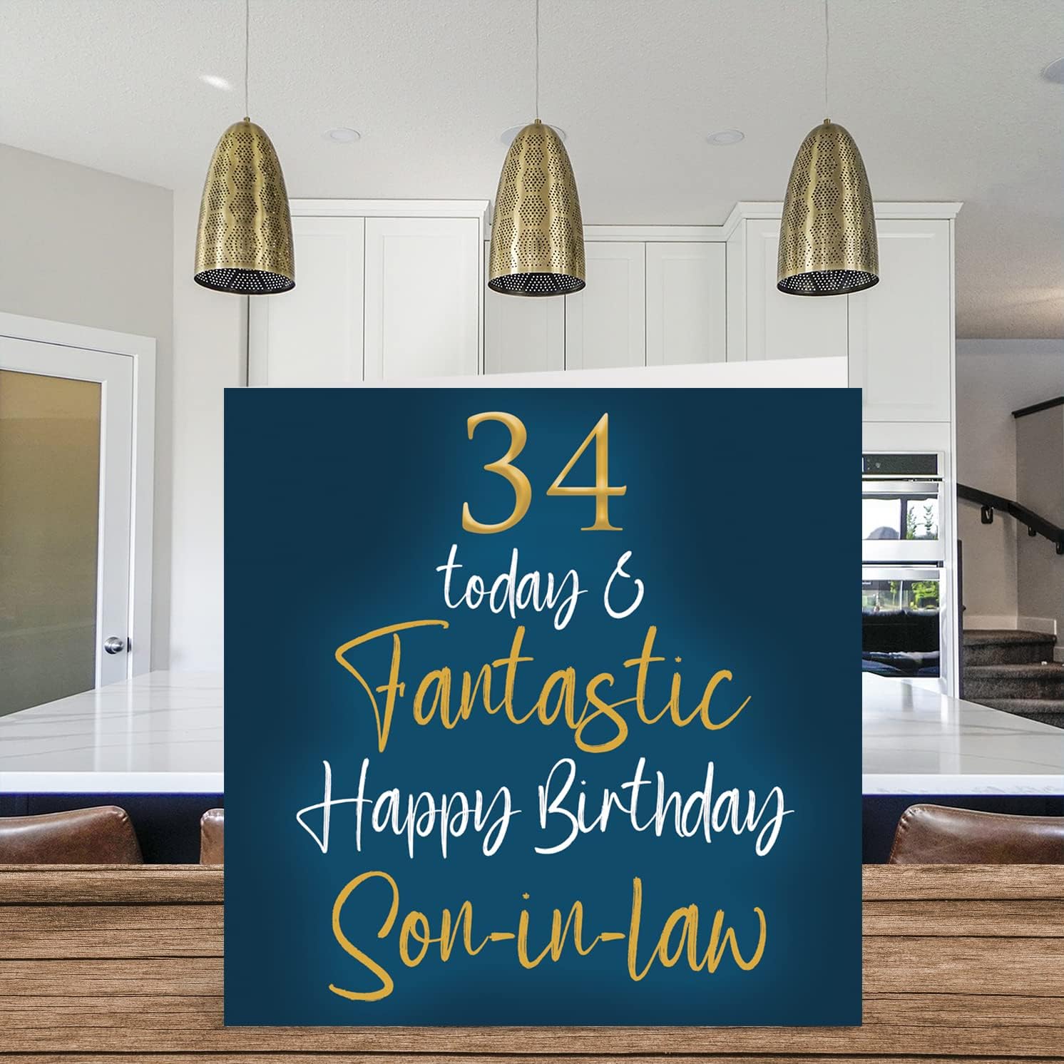 Stuff4 Fantastic 34th Birthday Cards for Son-in-law - 34 Today & Fantastic - Happy Birthday Card for Son-in-law from in-laws, Son Birthday Gifts, 5.7 x 5.7 Inch Greeting Cards Gift for Son-in-law