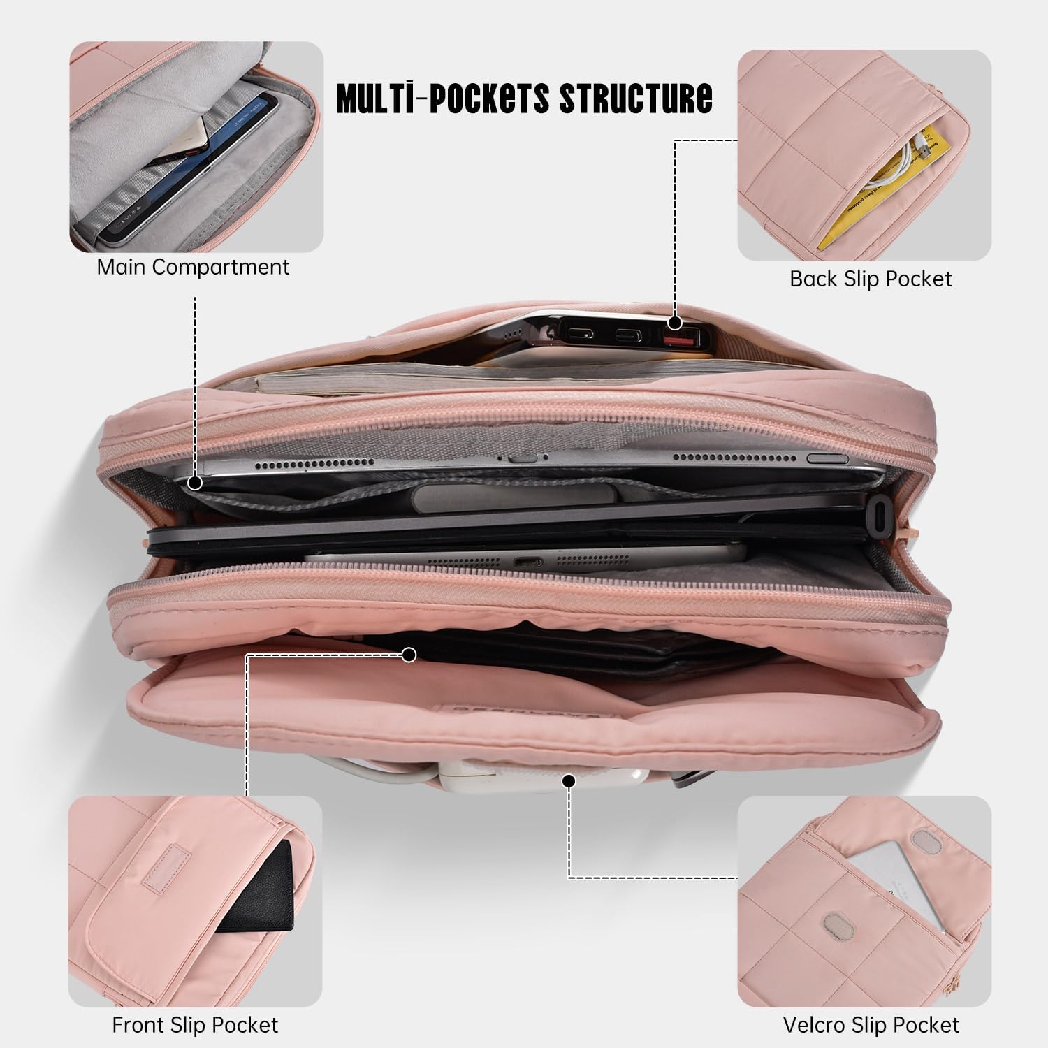 11 Inch Tablet Sleeve Bag，11-12.4 Inch Puffy Tablet Sleeve for iPad A16 2025,iPad Air 11 inch M4 M3 M2, iPad Pro 11 M5 M4, Samsung Galaxy Tab S10+, S9+, S9 FE+, S8+,S7+ 12.4" Fluffy Shoulder Bag(Pink)