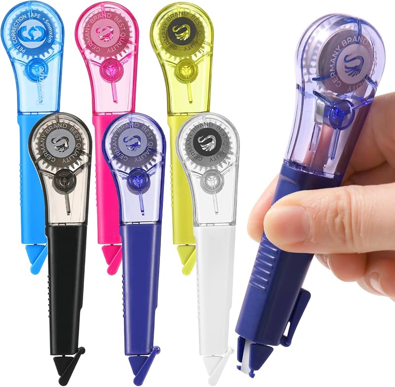 auroray 6 Pack Pen-Style Correction Tape Pens, Each 1/5" X 236" | Comfortable Correction Tape Smooth Instant Dry Application for Students School Office Supplies