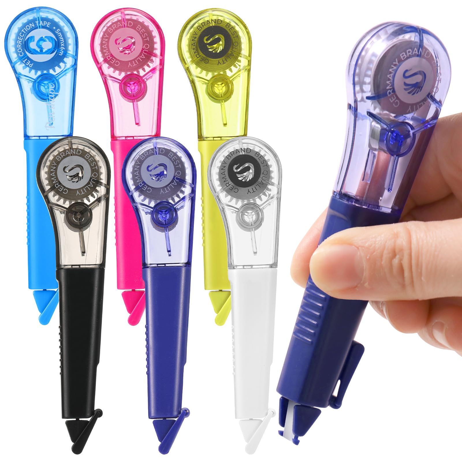 auroray Paquete de 6 bolígrafos de cinta correctora estilo bolígrafo, 20 pies cada uno, cómoda cinta correctora, aplicación suave de secado instantáneo para estudiantes, suministros escolares y de