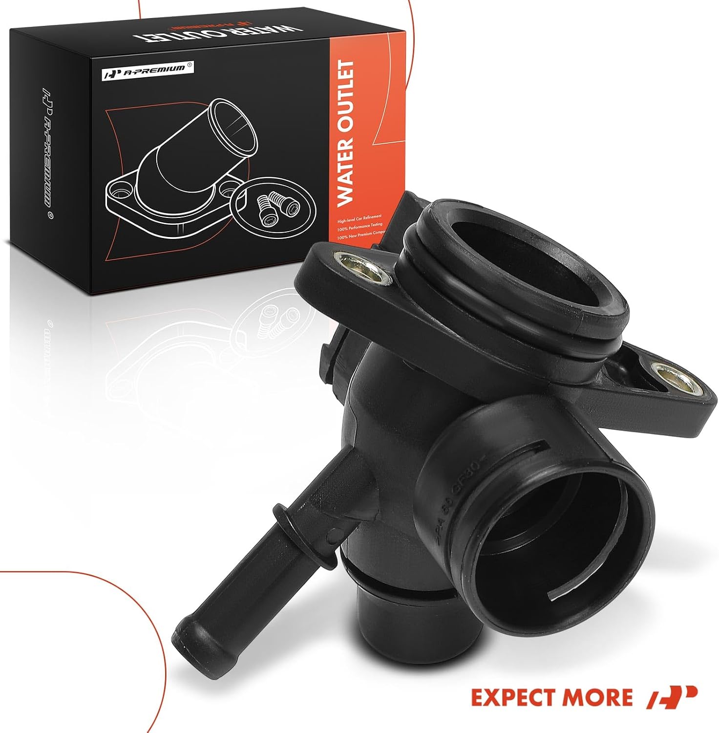 A-Premium Coolant Hose Flange Connector Compatible with Audi - A4/A4 Quattro 2009-2013, Q5 2011-2016, A5/ A5 Quattro 2010-2013, A6 2012-2013, A4 allroad 2013-2015, A6 Quattro 2013