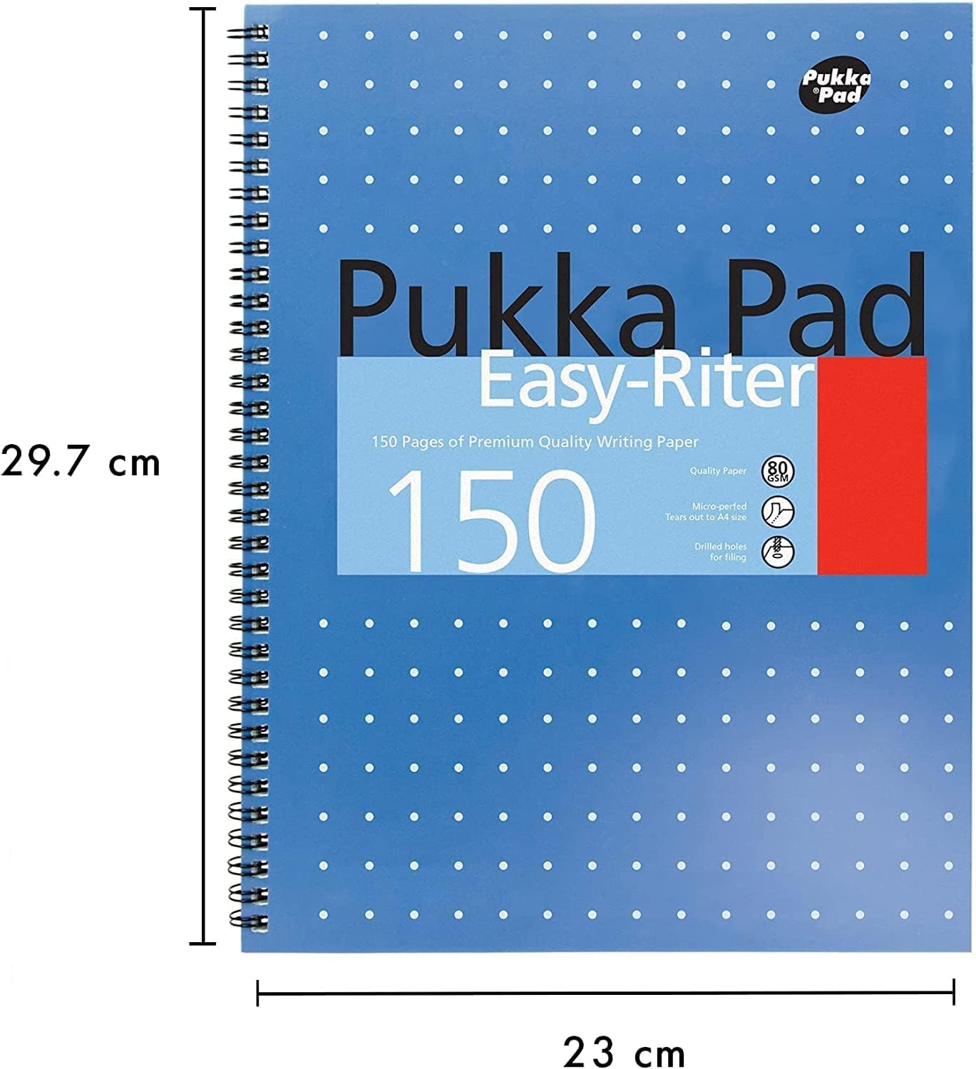 Pukka Pad, Easy-Riter A4 Notebook 3-Pack – Twin Wirebinding with 150 Pages of 80GSM Paper, Perforated Edges, and 4 Hole-Punch Compatibility – 29.3 x 27cm