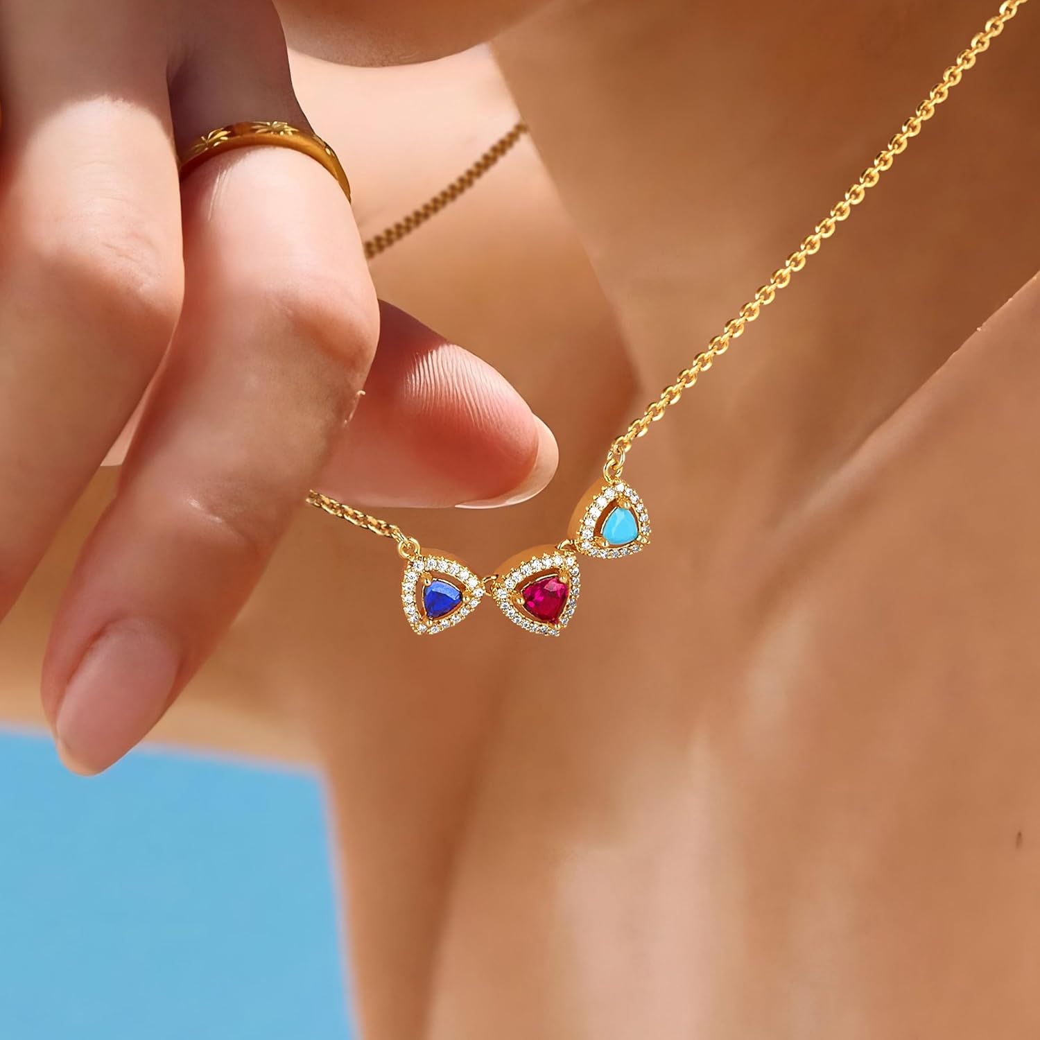 Fettero Gold Necklace for Women - 14K Plated Dainty Gold Necklaces Cute Charm Bow Heart Toi et Moi Pendant Trendy Necklaces for Women Jewelry - Image 2