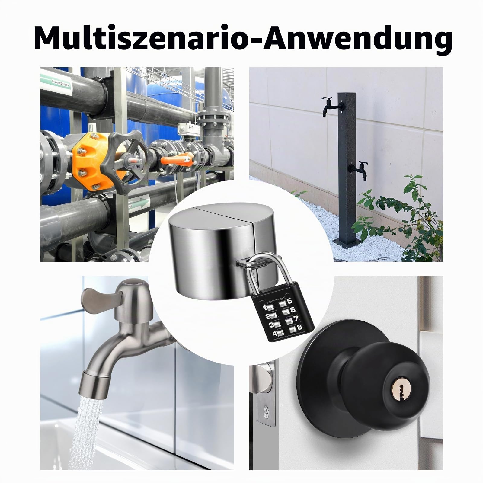 Wasserhahn-Abdeckung und Verriegelung für den Außenbereich – Universal-Wasserhahn-Verriegelungs-Set, Edelstahl-Wasserhahnschlösser für Außenhähne, wetterfester Wasserhahnschutz für Garten & Haus