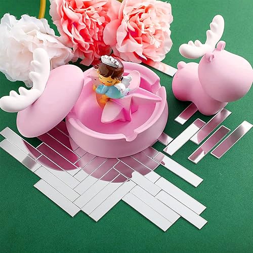 Miniatura 5 de Yimisya 300 espejos plateados de cristal real, azulejos de mosaico de 0.394 in x 0.394 in, mini espejo de mosaico para manualidades, decoración de