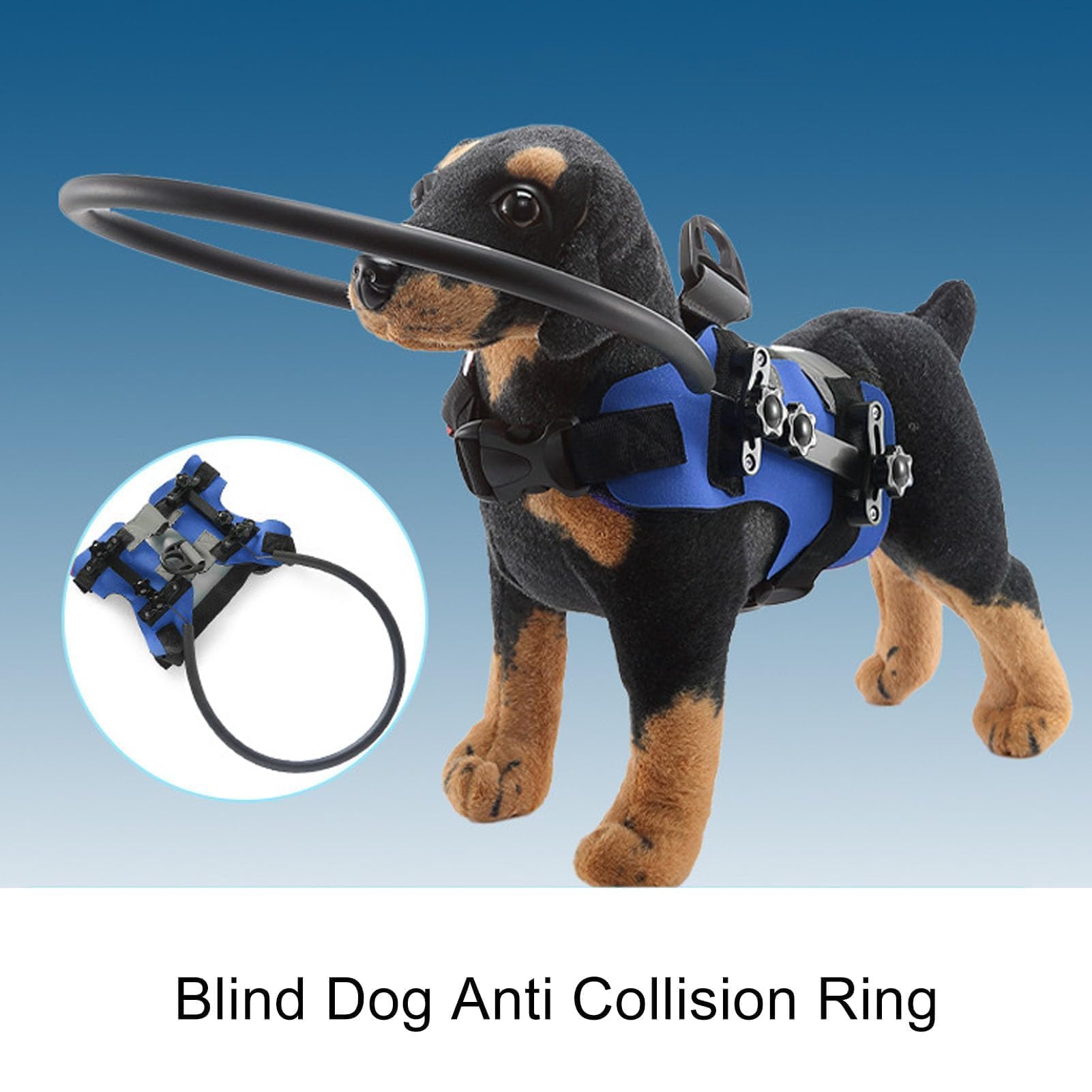 Blindes Hundegeschirr, Verstellbarer Antikollisionsring, Hund Schützend Geschirr Weste Ring Blindenhund Geschirr Orientierungshilfe für Blinde Haustiere (M)