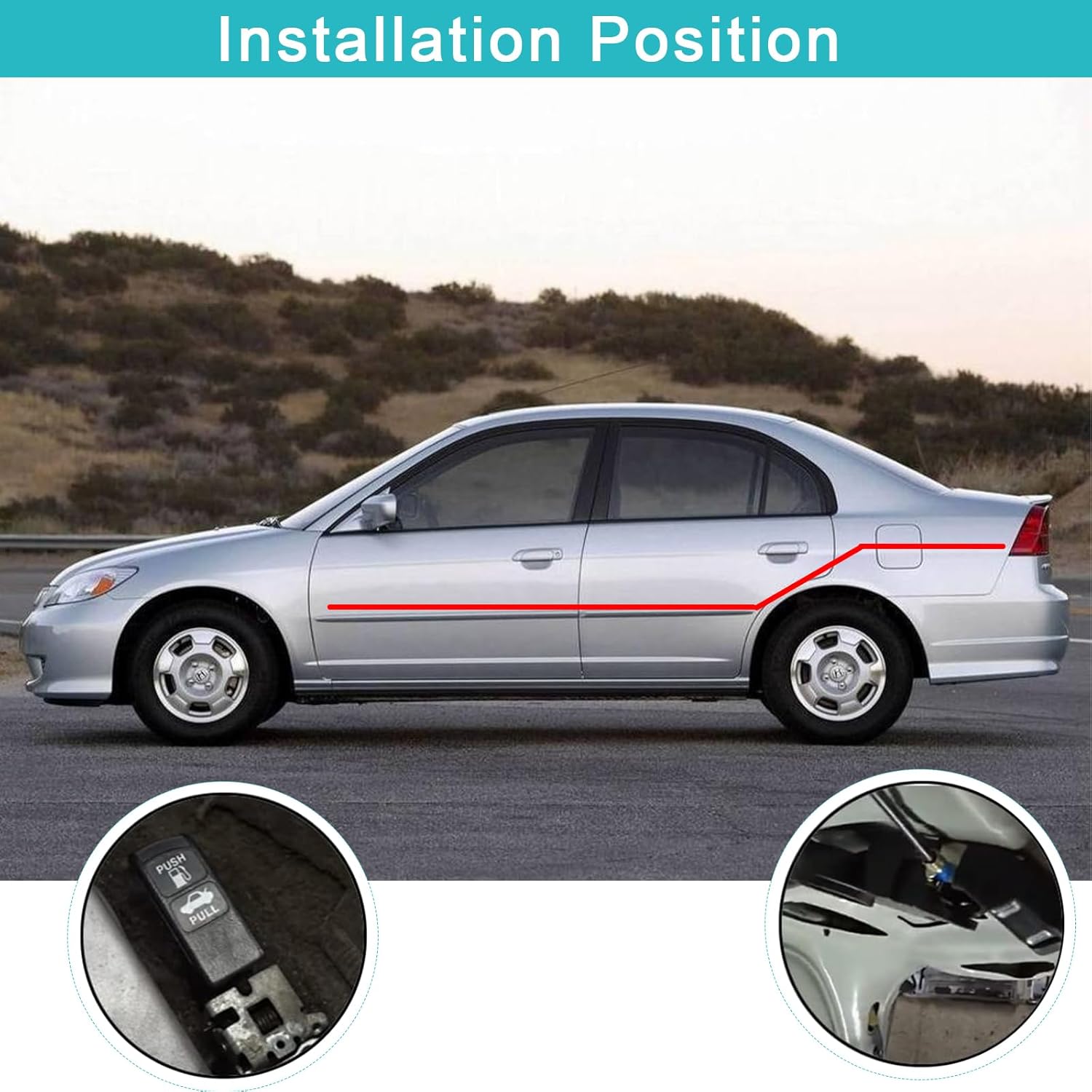 74880SNAA01 Trunk Door & Fuel Lid Latch Lock Release Cable for Honda Civic 2006 2007 2008 2009 2010 2011 Replace 74880-SNA-A01 74880-SNA-306 912-620
