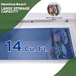 Hamilton Beach 14 cu ft Chest Deep Freezer - White, GARAGE READY Food for Large Family, Storage Basket, Space-Saving Flat Back, Stay-Open Lid, Front-Access Drain, for Basement, Laundry Room, Cottage
