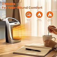 Vista 2 de ZAFRO 1500W Portable Ceramic Space Heater for Indoor Use, 3 Modes Thermostat Adjustable, Tip-Over & Overheat Protection, Quiet Personal Heater