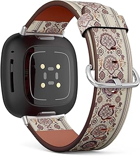 CJBROES Replacement Leather Watch Band, Compatible with Fitbit Versa 3 and Fitbit Sense of Wristband Bracelet Accessory - Striped Floral