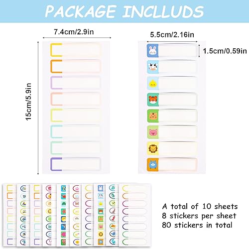 Miniatura 2 de 10 hojas de etiquetas para biberones, 80 calcomanías impermeables para biberones, etiquetas autoadhesivas para botellas de niños, para guardería,