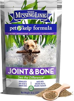 The Missing Link Pet Kelp Canine Joint & Bone 8oz Superfood Powdered Supplement, Organic & Limited Formula Supports Mobility for Adult & Senior Dogs