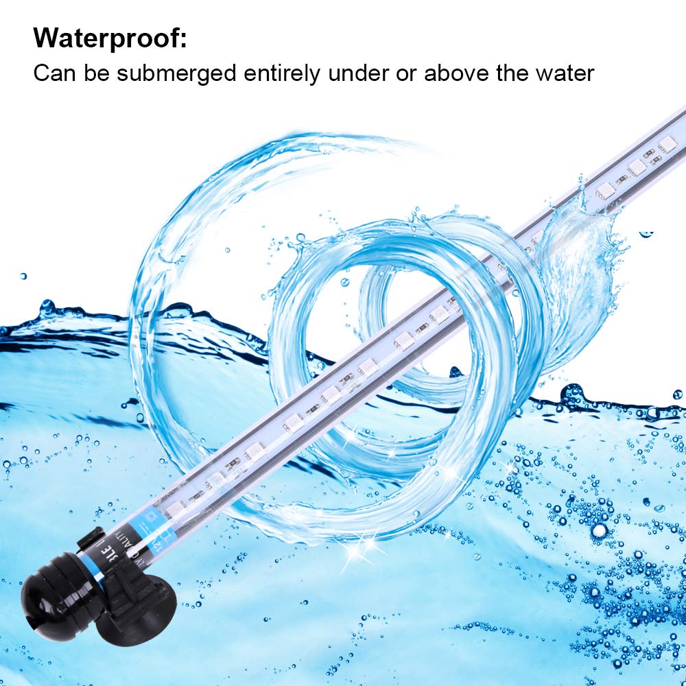 VARMHUS Lampa LED 18-112 cm do akwarium, wodoszczelna lampa do akwarium, wtyczka UE, podwodna belka świetlna LED (RGB, 37 cm)