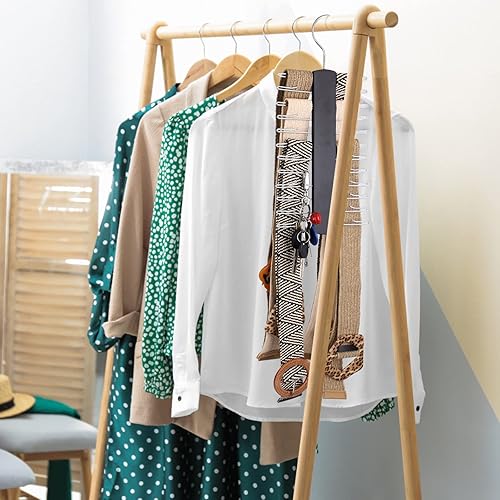 Miniatura 6 de Sawysine Paquete de 2 percheros de madera para corbatas y cinturones para hombres con 24 ganchos giratorios de 360 grados, accesorios para bufandas