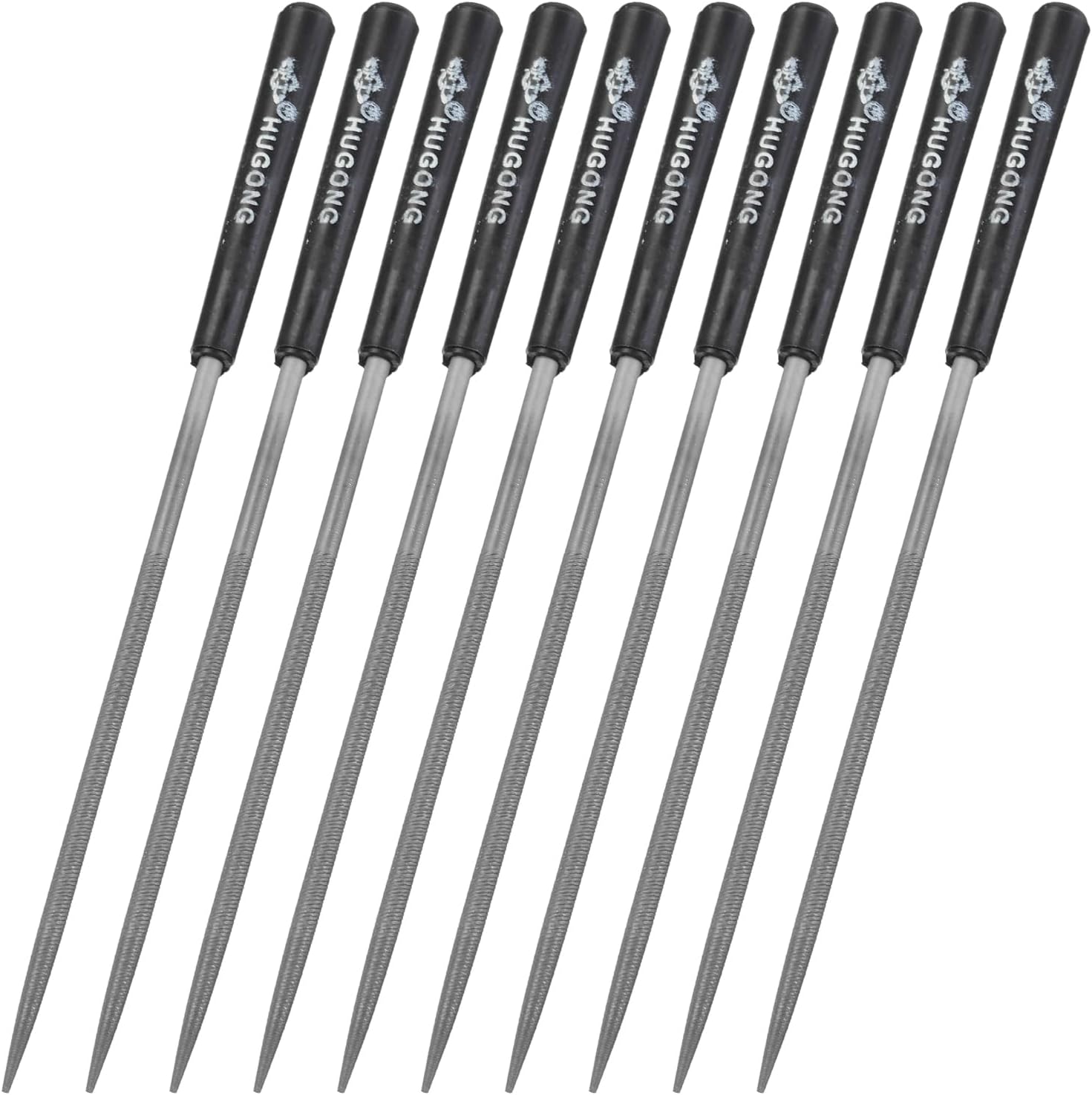 uxcell 10Pcs Second Cut Steel Round Needle File W Plastic Handle, 3mm x 140mm