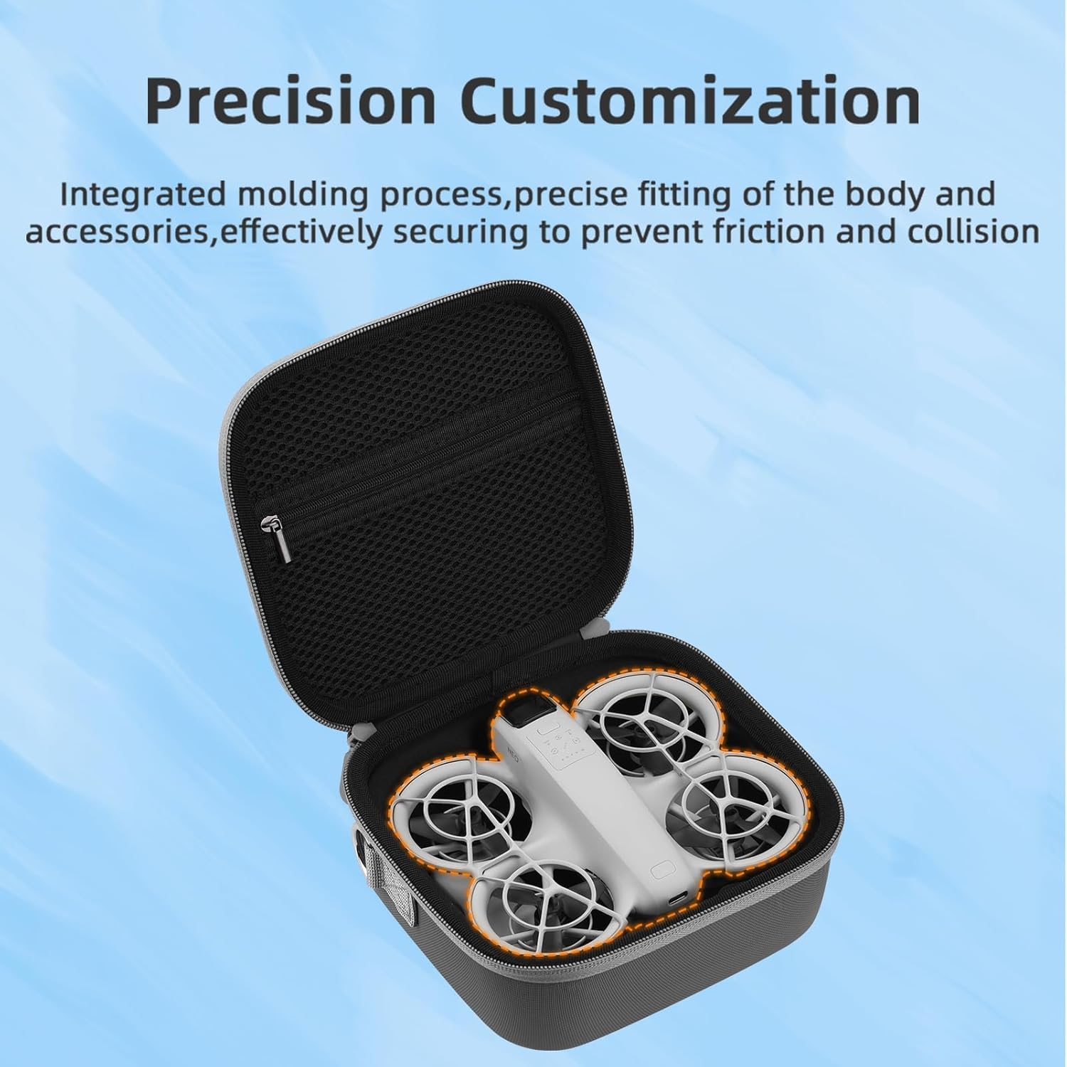 Neo Carrying Case, Small Shoulder Bag for DJI Neo Drone, Portable PU Box for DJI Neo Drone and Batteries Orange Accessories(Not for Neo 2) - Image 8