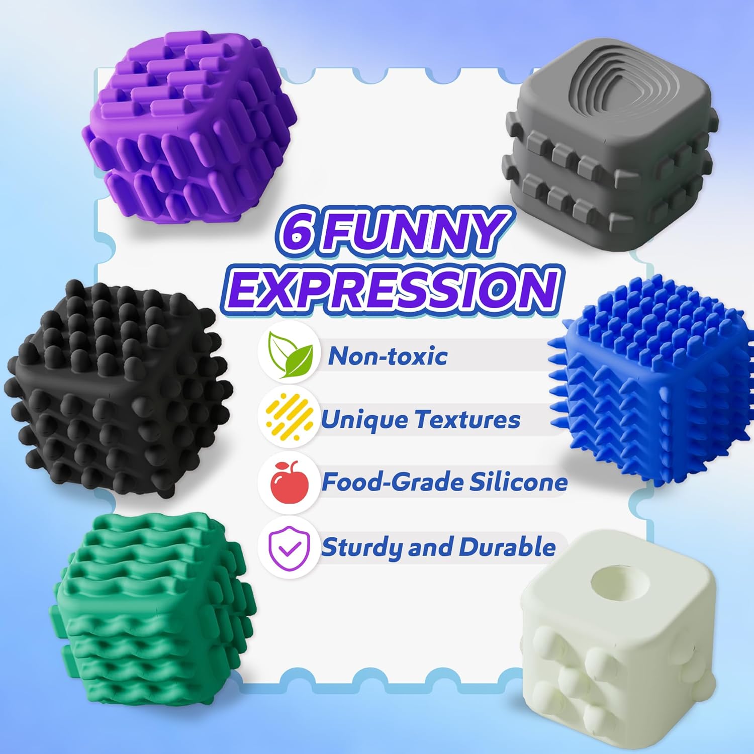Fidget Cube Toys Adults Textured Silicone Sensory Worry Stones for Autism ADHD Kids Teen Mini Office Desk Quiet Fidgets Silent Small Calming Down Corner Stress Tools Anxiety Relief Toy for Classroom