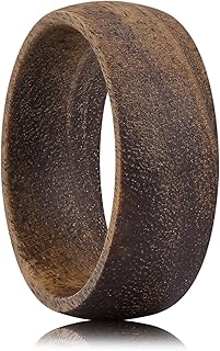King Will Wooden Wedding Band for Men Women- 4-12mm Width in Black/Brown Wood Wedding Ring Domed Style, Comfort Fit and Promise Ring Size 8-13