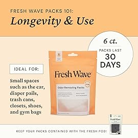 Fresh Wave Orange Odor Eliminating & Deodorizing Packs - Bag of 6 & Fresh Pod Case
