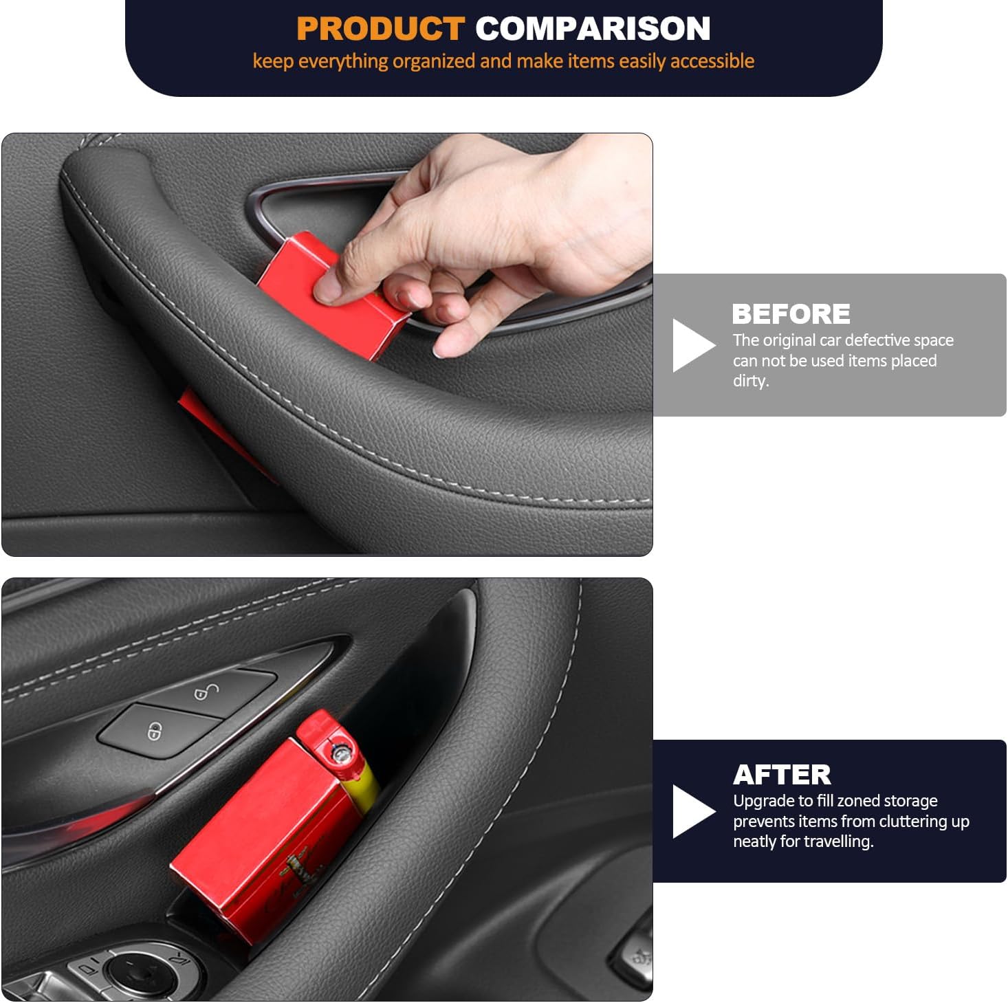 Compatible with Mercedes Benz GLE 350 450 & GLS 450 54 2020-2023 Front Row Door Organizer Tray, 2Pcs Side Door Handle Pocket Armrest Storage Box Phone Glove Container