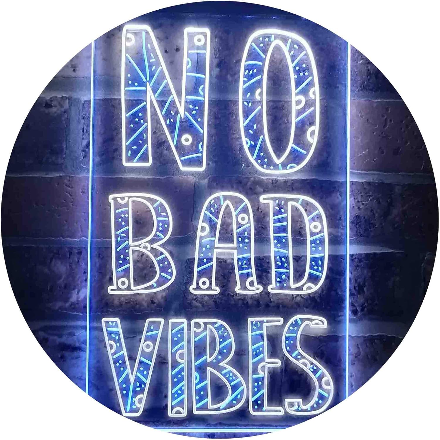 ADVPRO No Bad Vibes Good Only Dual Color LED Neon Sign White & Blue 8.5" x 12" st6s23-i3581-wb