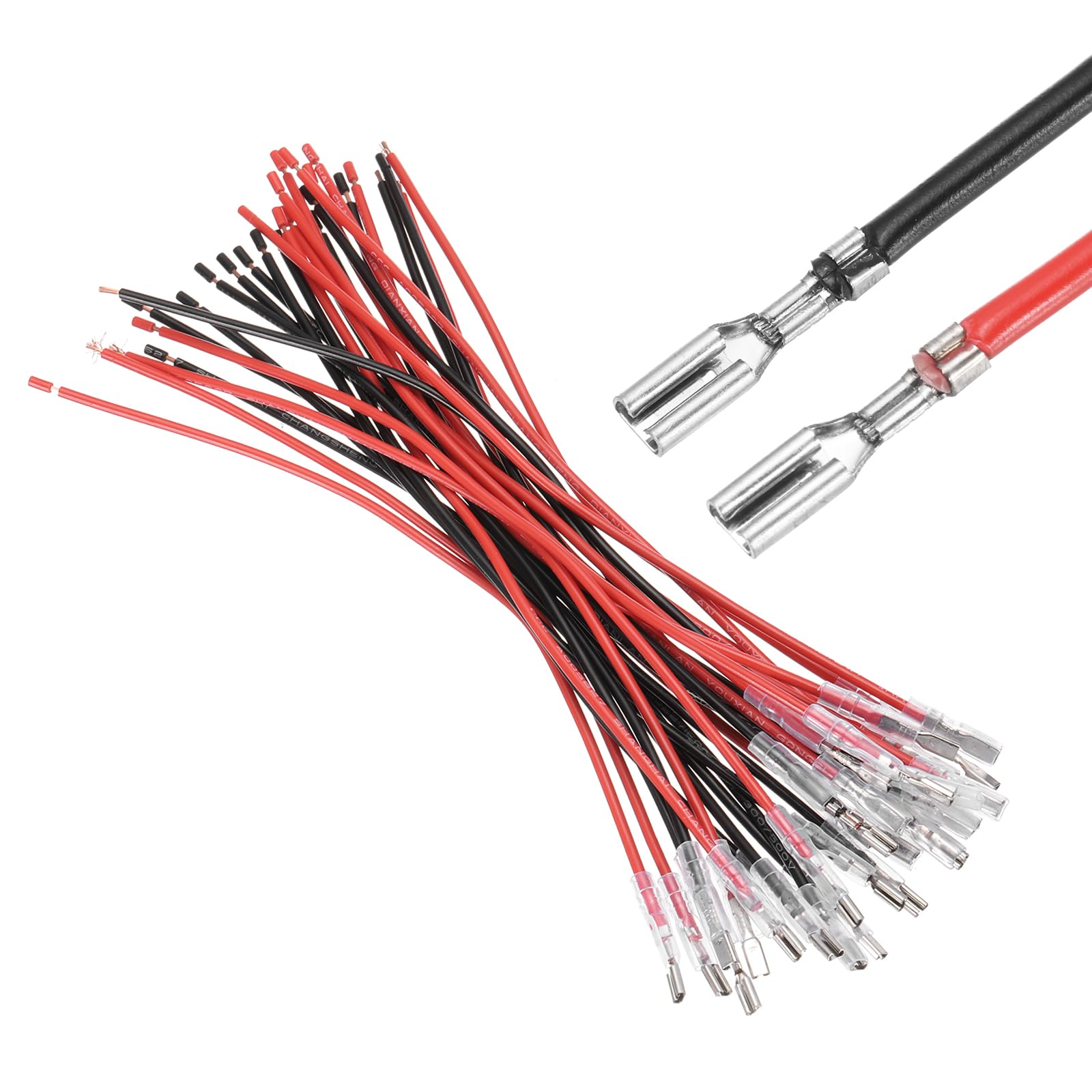 Generic 30Pcs Female Spade Crimp Terminal with Insulating Sleeve 2.8mm, Female Spade Quick Connector Assortment Kit with 20cm Wires, Flame Retardant Cover