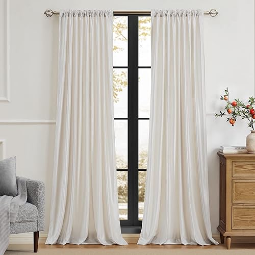 Vista 19 de PRIMROSE Juego de 2 paneles opacos de cortinas de terciopelo con trabillas traseras, 72 pulgadas largo, para la sala o dormitorio, decoran ventana