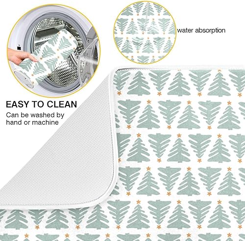 Miniatura 3 de Christmas Tree Triangle Dish Mat Washnable Absorbent Drying Mat For Kitchen Counter Countertop Mat Tapete Para Cocina 16'' x 18''